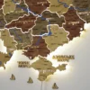 Карта України на стіну з підсвіткою між областями та річками колір Amber