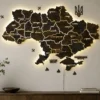 Карта України на акрилі з річками та LED-підсвіткою між областями колір Dark