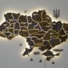 Карта України на акрилі з річками та LED-підсвіткою між областями колір Dark