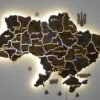 Карта України на акрилі з річками та LED-підсвіткою між областями колір Dark