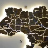 Карта України на акрилі з річками та LED-підсвіткою між областями колір Dark