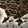 Карта України на акрилі з річками та LED-підсвіткою між областями колір Dark
