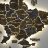 Карта України на акрилі з річками та LED-підсвіткою між областями колір Dark