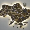 Карта України на акрилі з річками та LED-підсвіткою між областями колір Dark