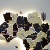 Карта України на акрилі з підсвіткою між областями та фарбованими річками колір Grand
