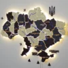 Карта України на акрилі з підсвіткою між областями та фарбованими річками колір Grand