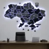 Настінна карта України із дерева на акрилі з мальованими річками та підсвіткою колір Grey