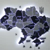 Настінна карта України із дерева на акрилі з мальованими річками та підсвіткою колір Grey