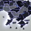 Настінна карта України із дерева на акрилі з мальованими річками та підсвіткою колір Grey