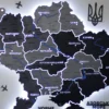 Настінна карта України із дерева на акрилі з мальованими річками та підсвіткою колір Grey