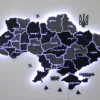 Настінна карта України із дерева на акрилі з мальованими річками та підсвіткою колір Grey