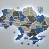 Настінна карта України на акрилі з річками та LED-підсвіткою між областями колір Nord