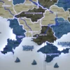 Настінна карта України на акрилі з річками та LED-підсвіткою між областями колір Nord