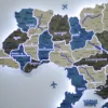 Настінна карта України на акрилі з річками та LED-підсвіткою між областями колір Nord