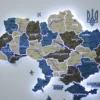 Настінна карта України на акрилі з річками та LED-підсвіткою між областями колір Nord