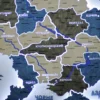 Настінна карта України на акрилі з річками та LED-підсвіткою між областями колір Nord