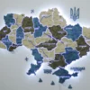 Настінна карта України на акрилі з річками та LED-підсвіткою між областями колір Nord