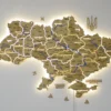 Настінна карта України на акрилі з річками та підсвіткою між областями  колір Oak