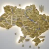 Настінна карта України на акрилі з річками та підсвіткою між областями  колір Oak