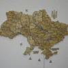 Настінна карта України на акрилі з річками та підсвіткою між областями  колір Oak