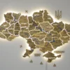 Карта України на акрилі з підсвіткою між областями та річками колір Sand