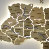 Карта України на акрилі з підсвіткою між областями та річками колір Sand