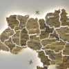 Карта України на акрилі з підсвіткою між областями та річками колір Sand
