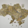 Карта України на акрилі з підсвіткою між областями та річками колір Sand