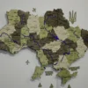 Деревʼяна 3D карта України з мальованими річками та підсвіткою по контуру колір Olive