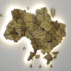 Карта України з мальованими річками та підсвіткою по контуру колір Sand