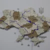 Карта України із дерева з мальованими річками та підсвіткою по контуру колір Soft