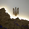 Карта України із дерева 3D з фарбованими річками та підсвіткою по контуру колір Wood