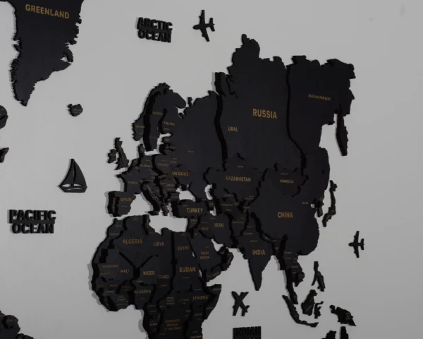 Карта світу із дерева без підсвітки колір Black
