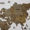 Деревʼяна багатошарова карта світу без підсвітки колір Dark