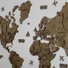Деревʼяна карта світу 3D на стіну без підсвітки колір Wood