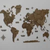 Деревʼяна карта світу 3D на стіну без підсвітки колір Wood