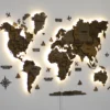 Деревʼяна багатошарова мапа світу з підсвіткою колір Dark