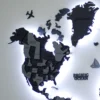Настінна багатошарова мапа світу з LED-підсвіткою колір Grey