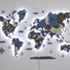 Настінна карта світу 3D із дерева з підсвіткою колір Nord