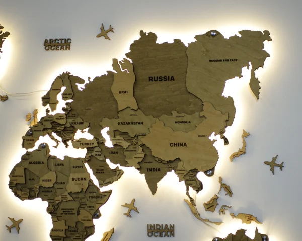 Багатошарова карта світу з підсвіткою колір Sand