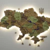 Карта України з мальованими річками та підсвіткою по контуру колір Forest
