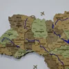 Карта України з мальованими річками та підсвіткою по контуру колір Forest